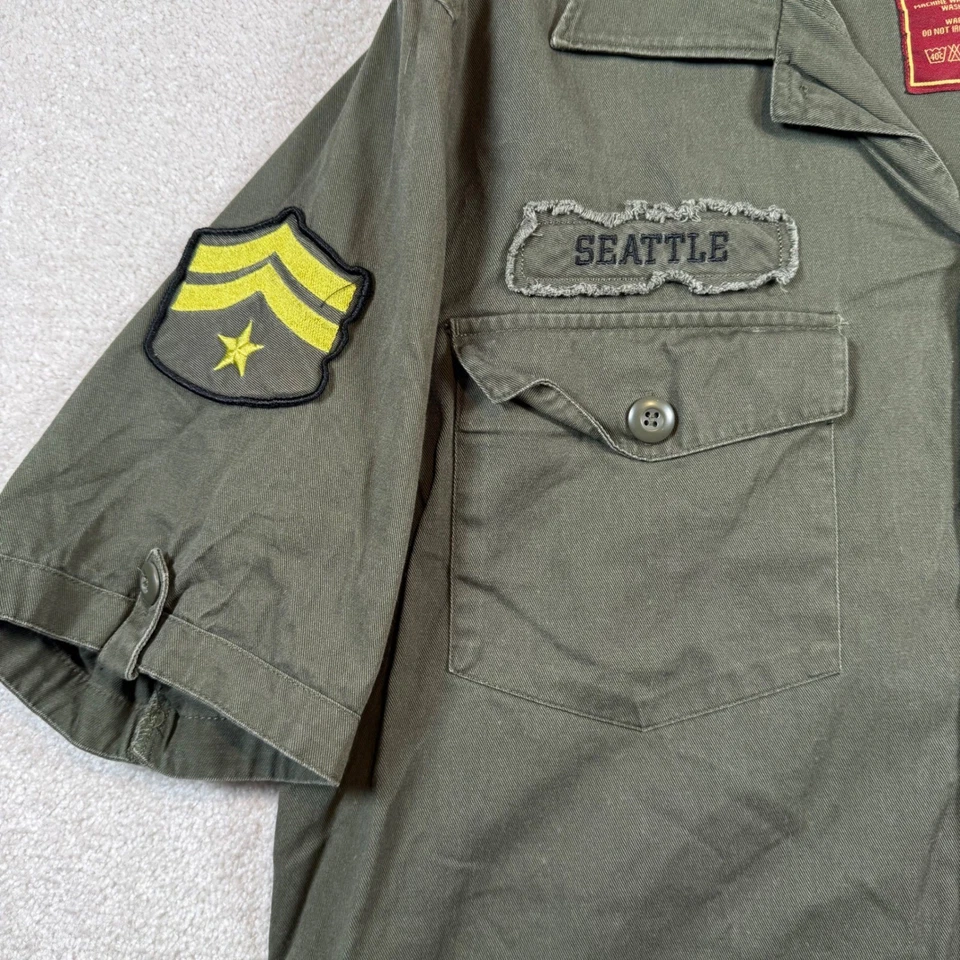 Camisa Hard Rock Café Seattle Rock and Roll Manga Corta Abotonada XL Verde Oliva Foto 3 de 4