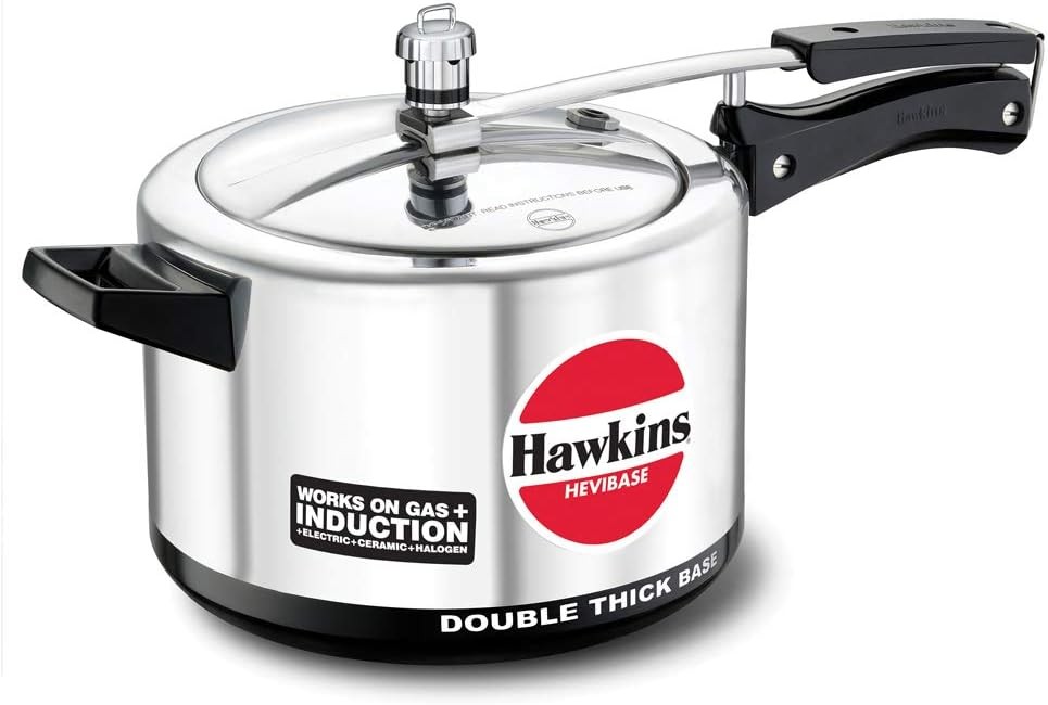 Hawkins Aluminium 5 Litre Hevibase Pressure Cooker, 5.3 Quar