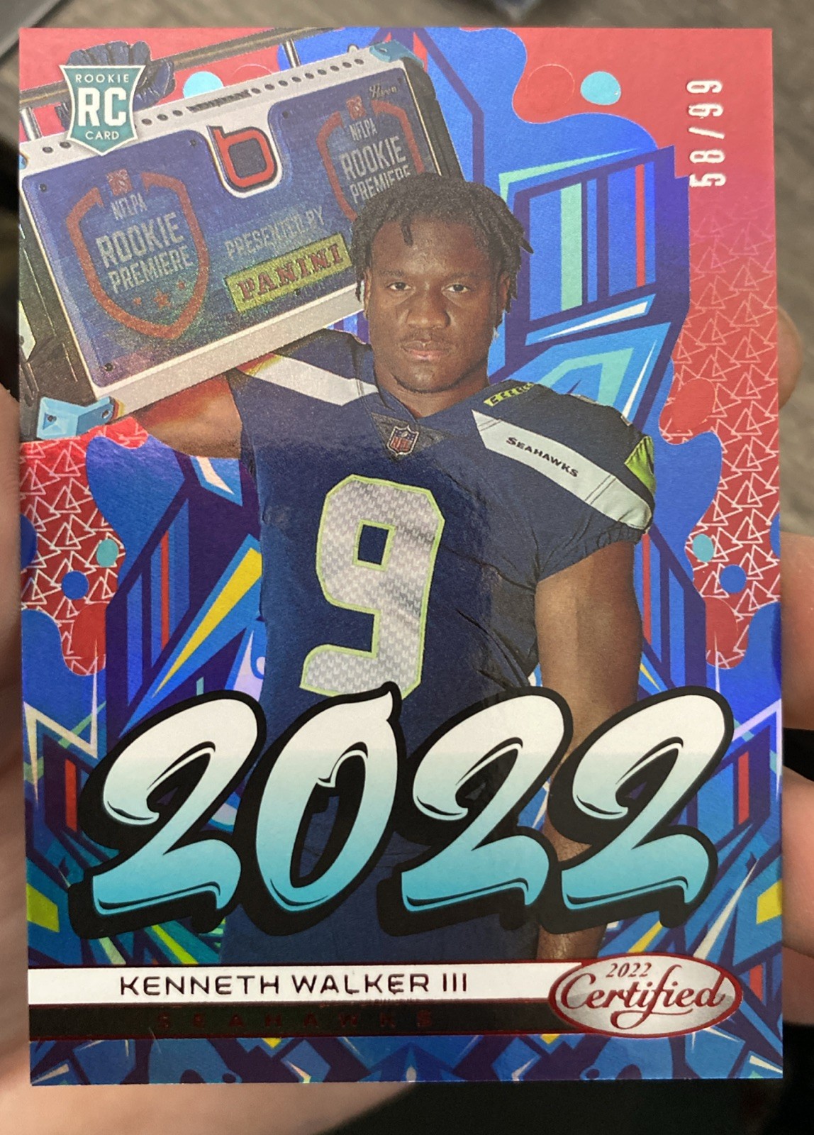 2022 Panini Certified Kenneth Walker III Rc Mirror Red 58/99 Mint Condition