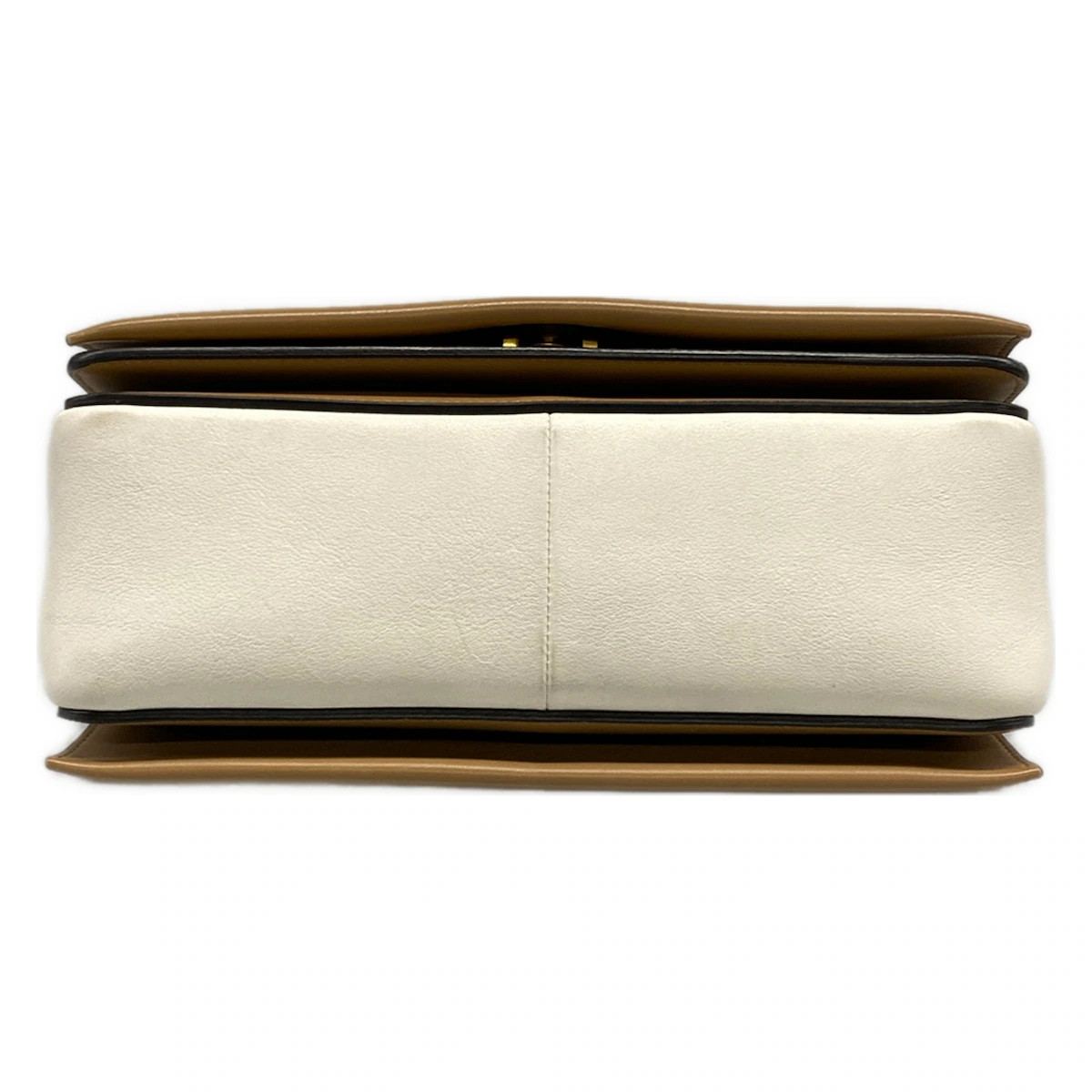 Celine Frame Medium Shoulder Bag White Light Brown Calf Leather image 5