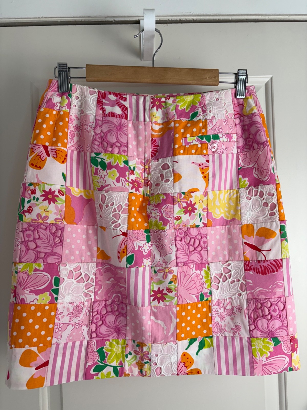 Lilly Pulitzer Pink Mixed Patchwork Lined Skirt S… - image 7