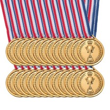 24Pcs 1.5 Inch Mini Plastic Bronze Award Medals 3rd Prize Medals with Ribbon