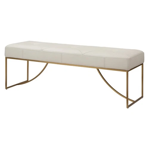 Uttermost 23843 Swale 53"W Stainless Steel Framed Leather Bench - Off White - Picture 3 of 5