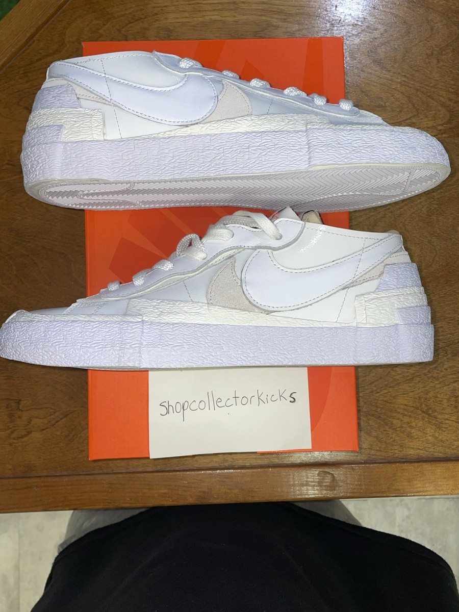 Nike x Sacai Blazer Low White Patent Sneakers Men\'s 10 Nike Blazer Low Sacai White Patent Leather Men main image 3