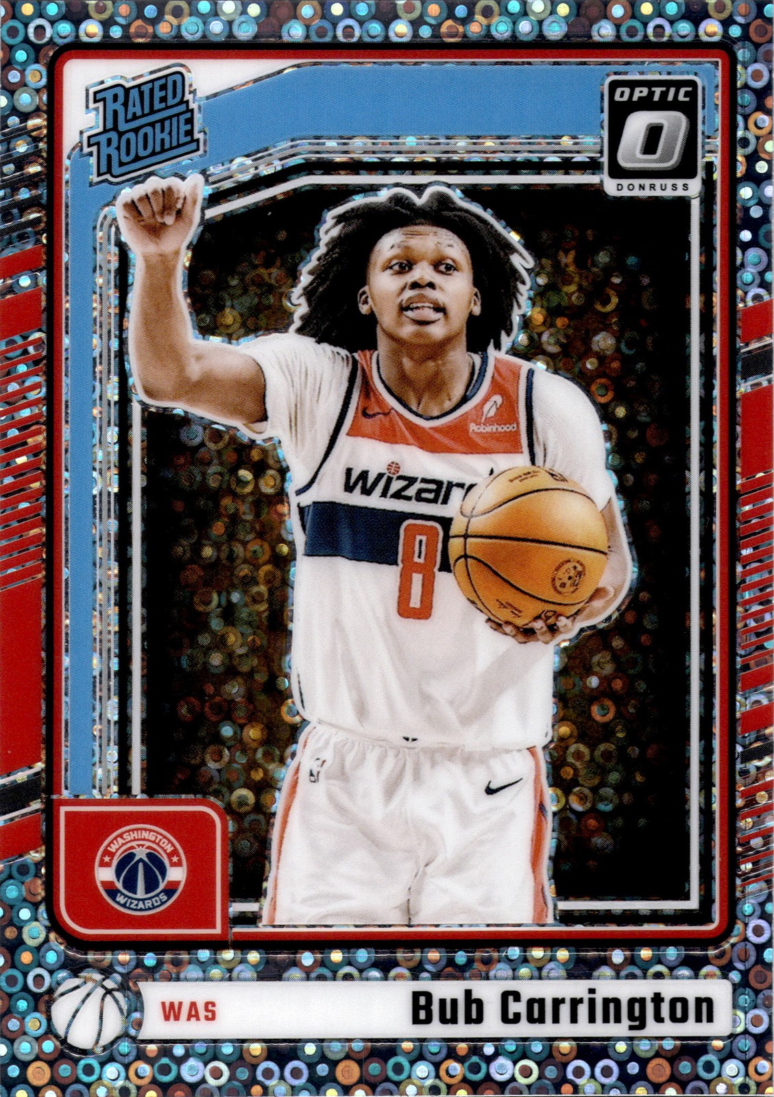 2024-25 Donruss Optic Bub Carrington #273 Fast Break Holo Washington Wizards