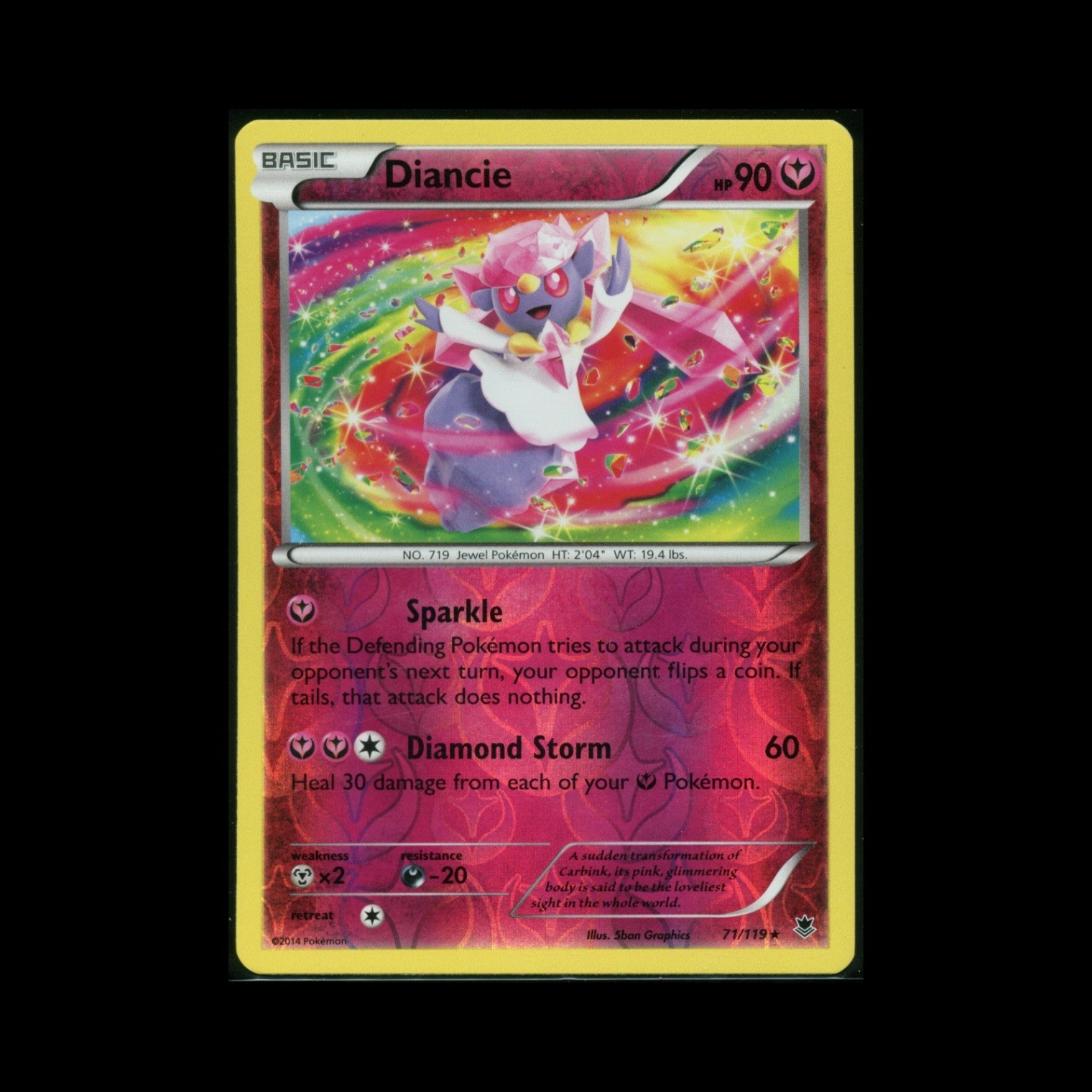 Diancie Reverse Holo Rare 71/119 XY Phantom Forces Pokémon Card LP