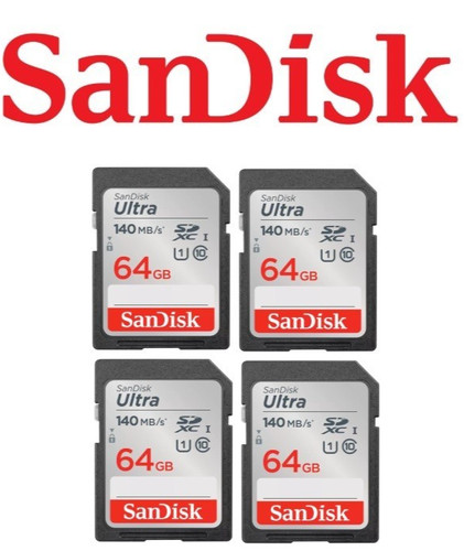 LOT of 4 SanDisk 64GB Ultra SDXC UHS-I Memory Cards SDSDUNB-064G-GN6IN