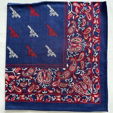 Nishizawa Sport Bandana Blue Cotton Red Paisley Handkerchief Vintage Kerchief 20