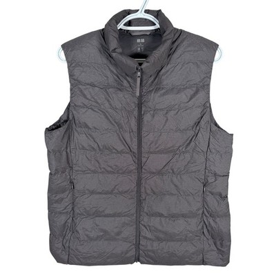 Uniqlo Ultra Light Down Vest Duck Down Quilted Puffer Women XL Gray Full Zip
