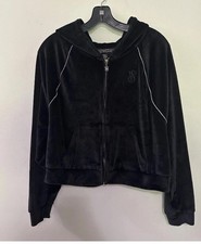 Victoria  s Secret On Point Bling Velour Black Bling Jacket sz L NWOT 