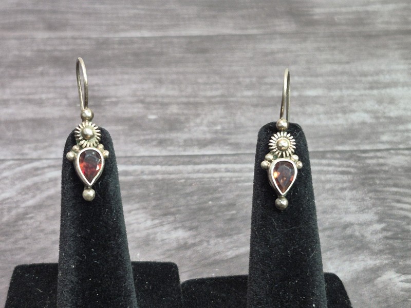 Vintage Silver earrings with red gemstones