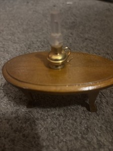 Dollhouse Miniature OIL LAMP,  Glass Hurricane Shade, Brass