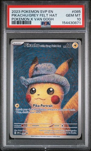 2023 POKEMON SVP EN-SV BLACK STAR PROMO #085 PIKACHU WITH GREY FELT HAT PSA 10