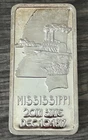 VINTAGE HAMILTON MINT FINE SILVER ART BAR - MISSISSIPPI 20TH STATE  #2875