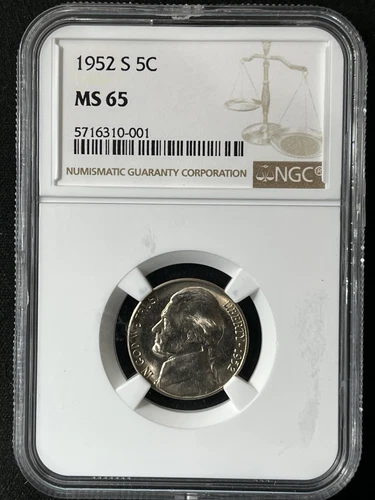 1952-S  5C Jefferson Nickel NGC MS65    5716310-001