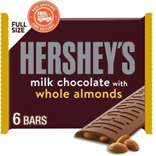 Hershey's Milk Chocolate with Whole Almonds Bars 1.45 oz, 6 Pack