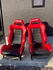 CKV36 Skyline RECARO Bucket Seats, Red and Black,
