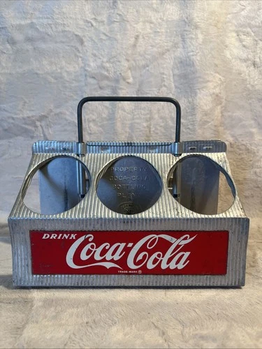 Vintage Coca-Cola Metal 6 Pack Bottle Carrier Coke Caddy Aluminum Holder