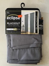 Eclipse Blackout Curtain 42"W x 84"L Braxton Gray One Rod Pocket Panel