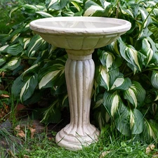Grecian Glass Fiber Reinforced Concrete Bird Bath - 16 in - White by Sunnydaze