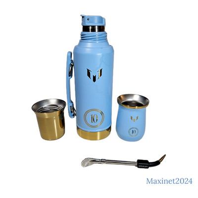 COMBO MESSI X Blue Termo 1.2L Mate System Bombilla Classic Stanley Original