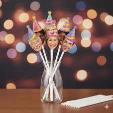 Personalised Photo Drinking Straw Custom Photo Face Crown , Confetti with Straws