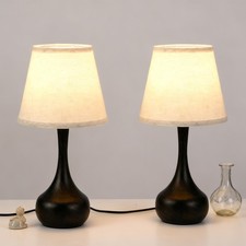 Table Lamps 17'' Black Gold Set of 2 Touch Dimmable Living Room Bedroom Bedside
