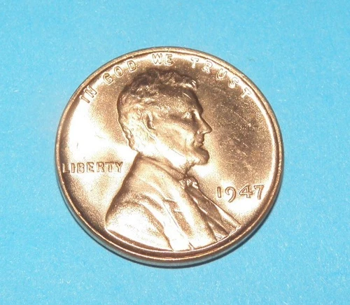 1947      LINCOLN WHEAT CENT   CHOICE RED UNCIRCULATED  #5