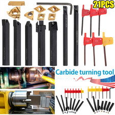 21PCS 1/2" 12mm Shank Indexable Carbide Lathe Turning Insert Tool Holder