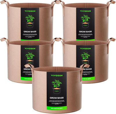 5-Pack 5 Gallons Grow Bags Heavy Duty Thickened Nonwoven Fabric Pots with Strap