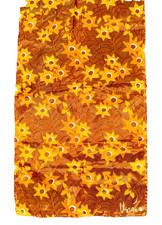Vintage VERA Neumann SCARF Retro FLOWER Power ORANGE Brown Golden Yellow 11"x44"