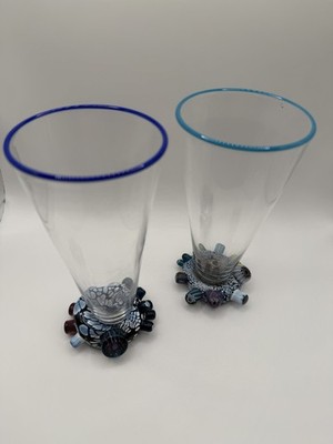 Vintage Mark Eckstrand Gläser  Coral Reef Set 2 1993 