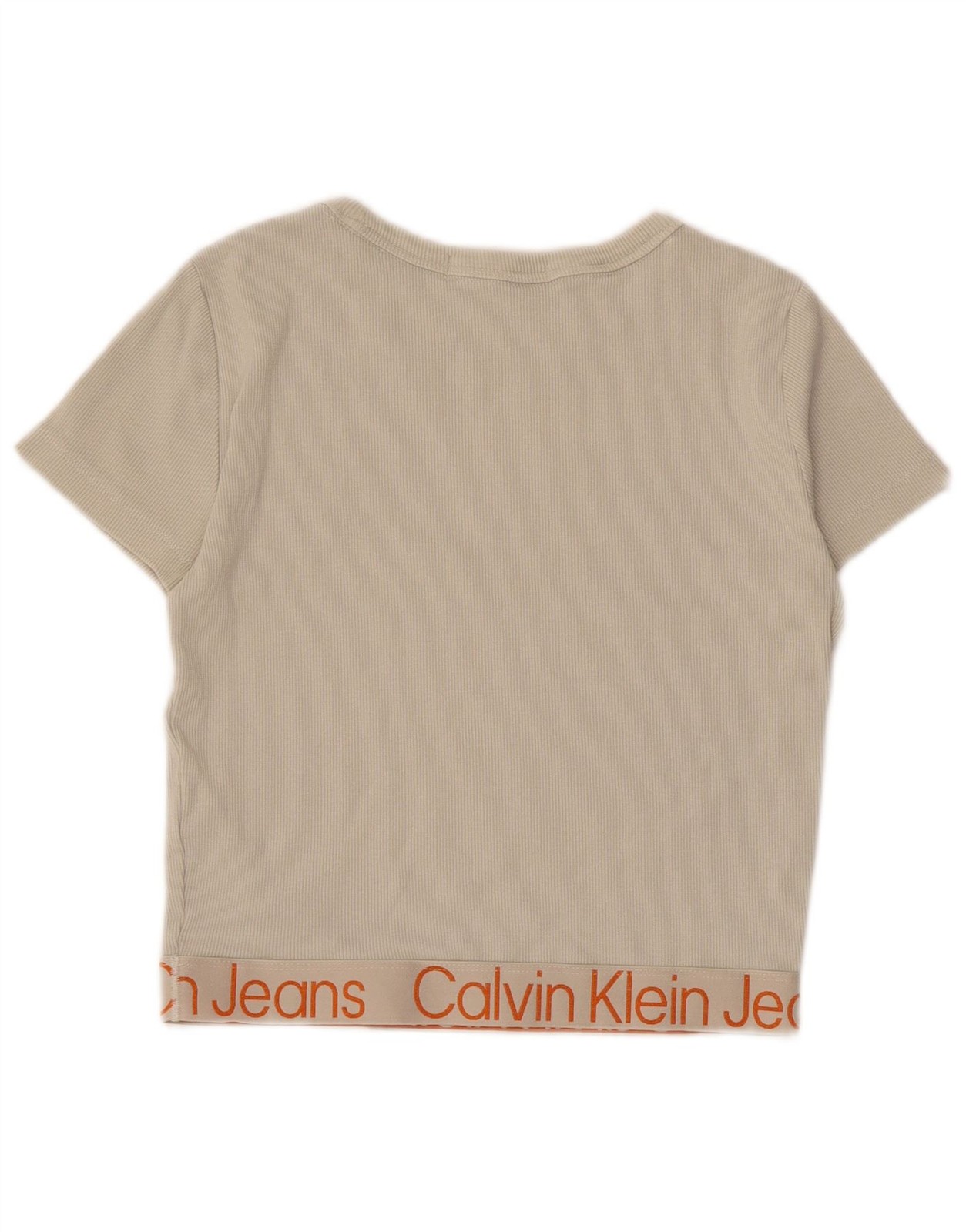CALVIN KLEIN Womens Crop Graphic T-Shirt Top UK 16 Large Grey Cotton CG17 thumbnail 2