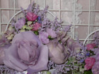 shabby gorgeous set of 2 HP lavender rose & fabric wall/door baskets w/hooks — photo 4