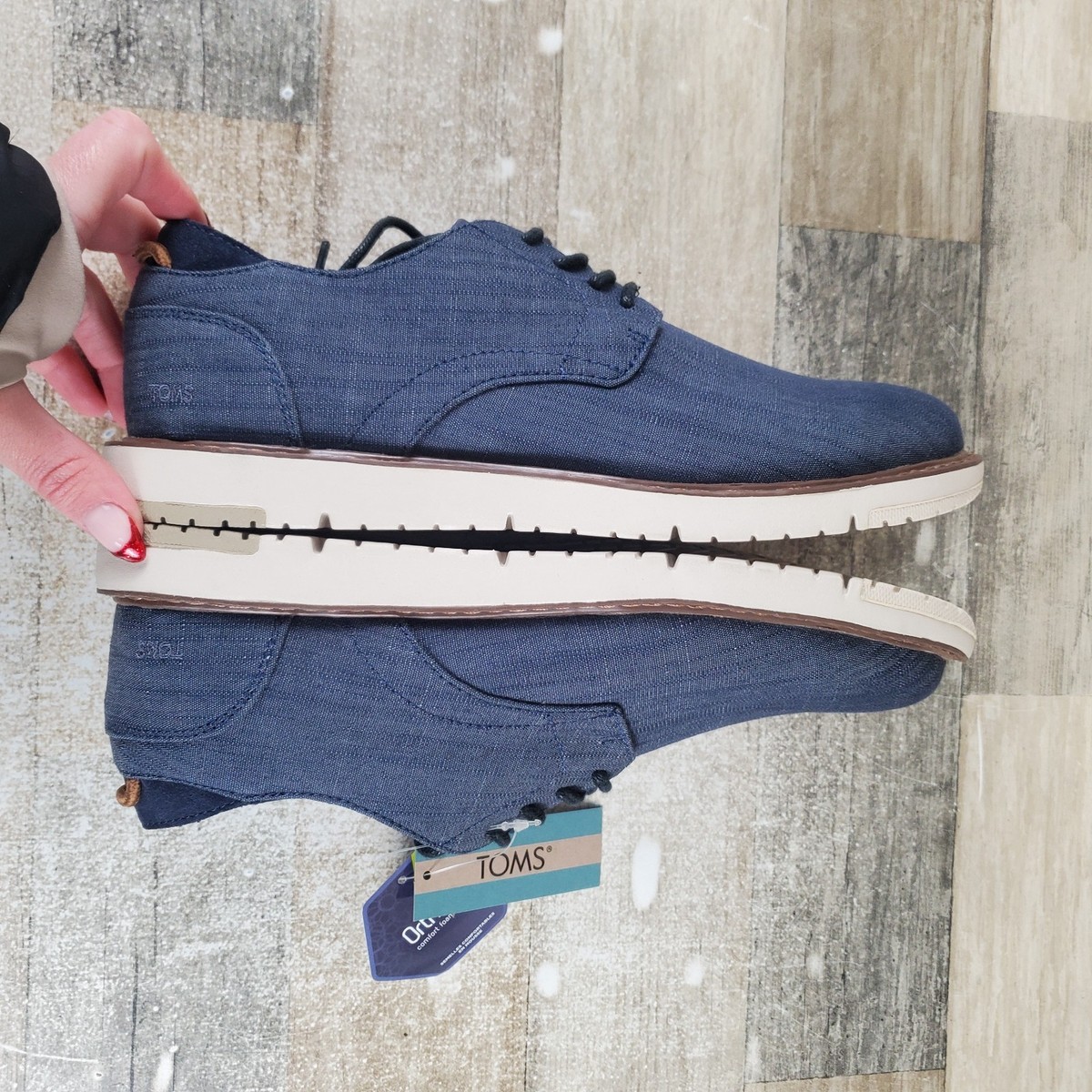 Toms Navi Oxford Mens Dress Shoes Sz 8 Casual Navy Denim  display picture 2