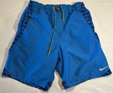 Nike Men s Medium Blue Mesh Lined Swim Trunks W/Drawstring Pockets Swoosh