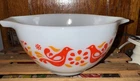 Vintage Pyrex 441 Friendship Cinderella Bowl Red Orange Birds