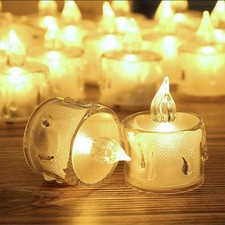 12 Pack Flameless Tea Light Candles Battery Operated Crystal LED Votive Wedding