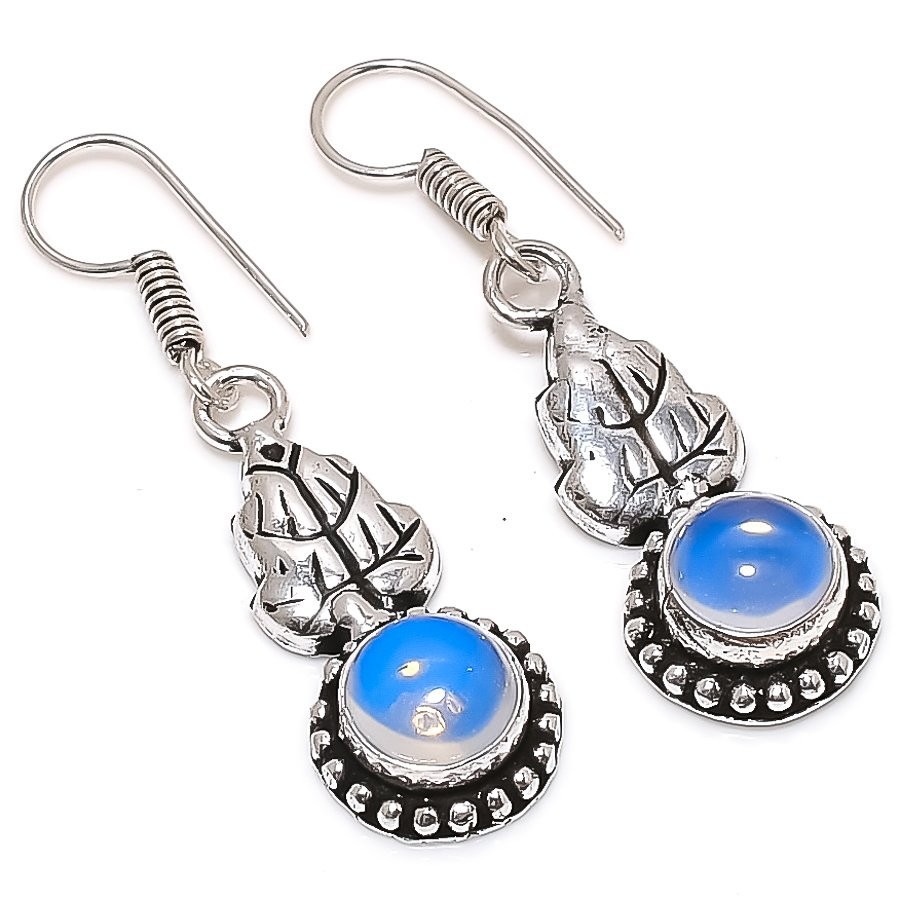 Milky Opal Gemstone Handmade 925 Sterling Silver Jewelry Earring 1.85
