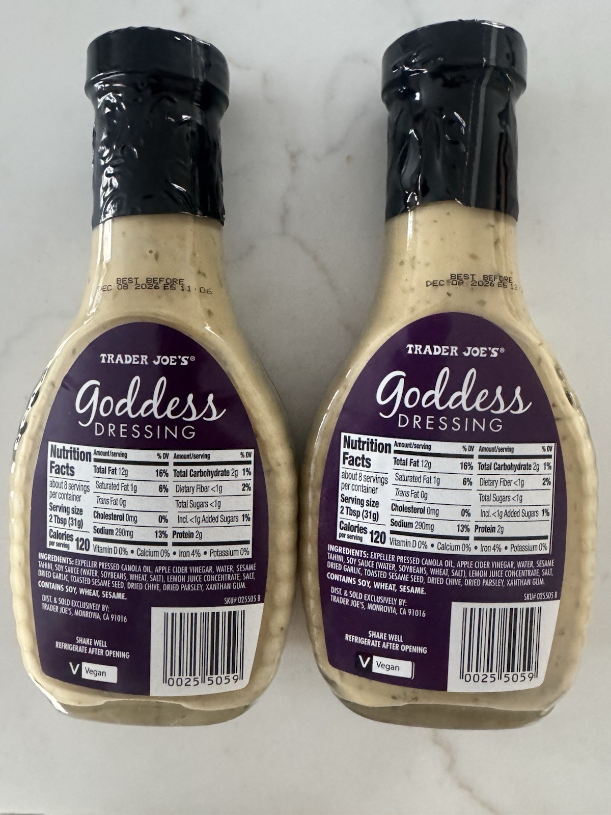 Trader Joe's Goddess Dressing Sesame Soy Garlic Vegan 8 fl oz 2 Pack