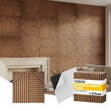 Teabelle 8 Pack Wood Veneer Acoustic Wall Panels, 8 -23.6 -23.6