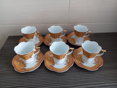 6 Mokka-/Espressogedecke YAMASEN Gold Collection 24ct vergoldet JAPAN