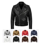 Men's Motorcycle Leather jacket Genuine Buffalo Skin Brando Style Black Biker