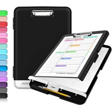 High Capacity Nursing Clip Board with Storage and Pen Holder  Low Profile Clip