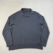 Brooks Brothers Polo Sweater Shirt Mens XL Blue Italian Yarn Silk Blend Flaw