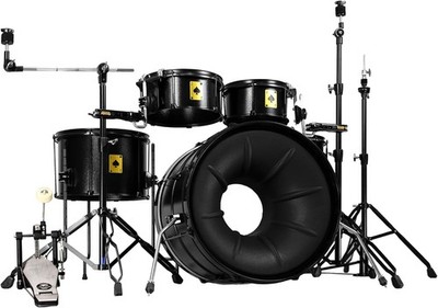 5 Piece Metal Drum Set Full Size Acoustic Kit 20 Bass Independent Tom Black