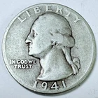 1941 Washington Quarter 25c 90% Silver Good Condition #4738