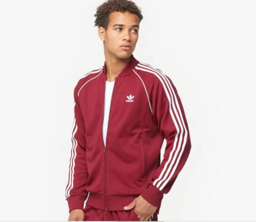 NEW MEN'S ADIDAS ORIGINALS SUPERSTAR TRACK JACKET ~SIZE MEDIUM #DU1347 BURGUNDY