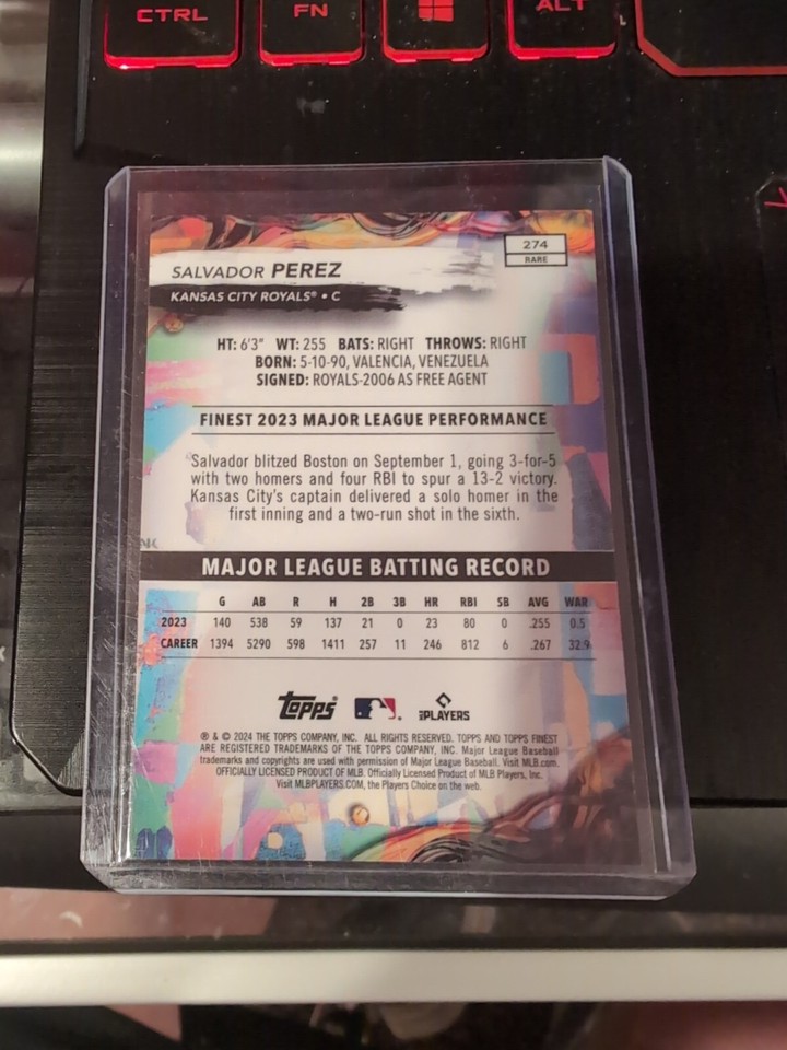 2024 Topps Finest Baseball SALVADOR PEREZ RARE OIL SPILL BLUE /150 eBay