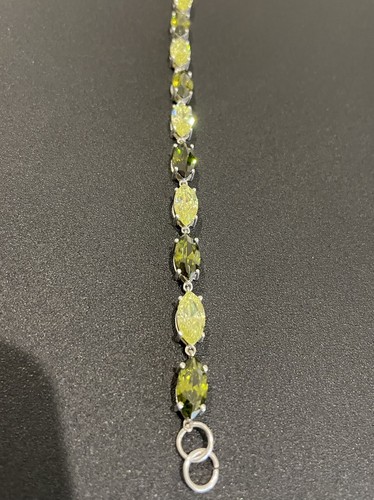 925 Silver Bracelet With Peridot Crystals 13.89 Grams - Picture 12 of 14
